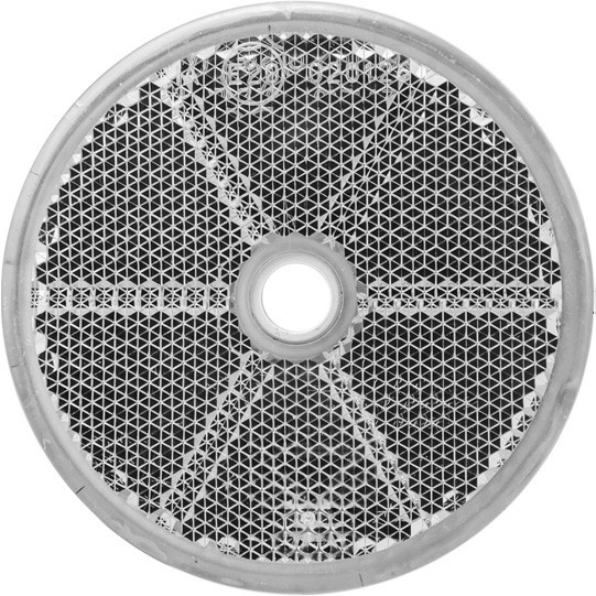 ASPÖCK Rückstrahler, rund, Ø 60 mm, weiß, mit Befestigungsloch 6 mm - 15-5410-007